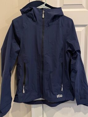 Stio Ender Hooded Jacket Women’s Small Navy Waterproof Shell NWT